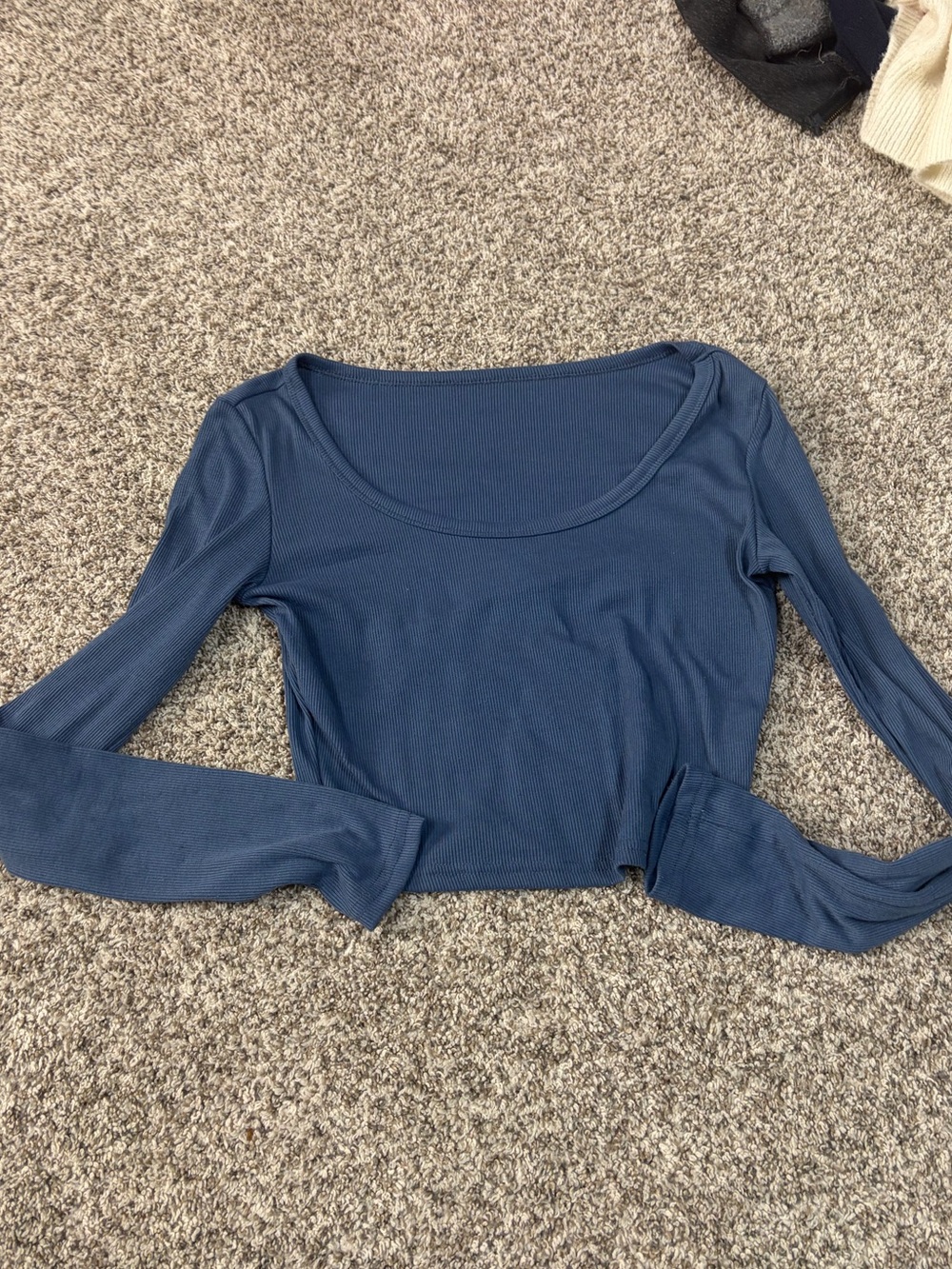 Women’s Scoop Neck Long Sleeve Crop Top - Blue